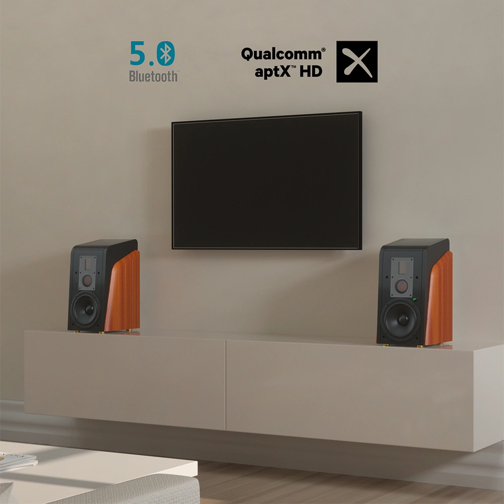 HiVi Swans M300MKII'nin 4 derecelik özel dinleme açısı ve ahşap yan panelleri