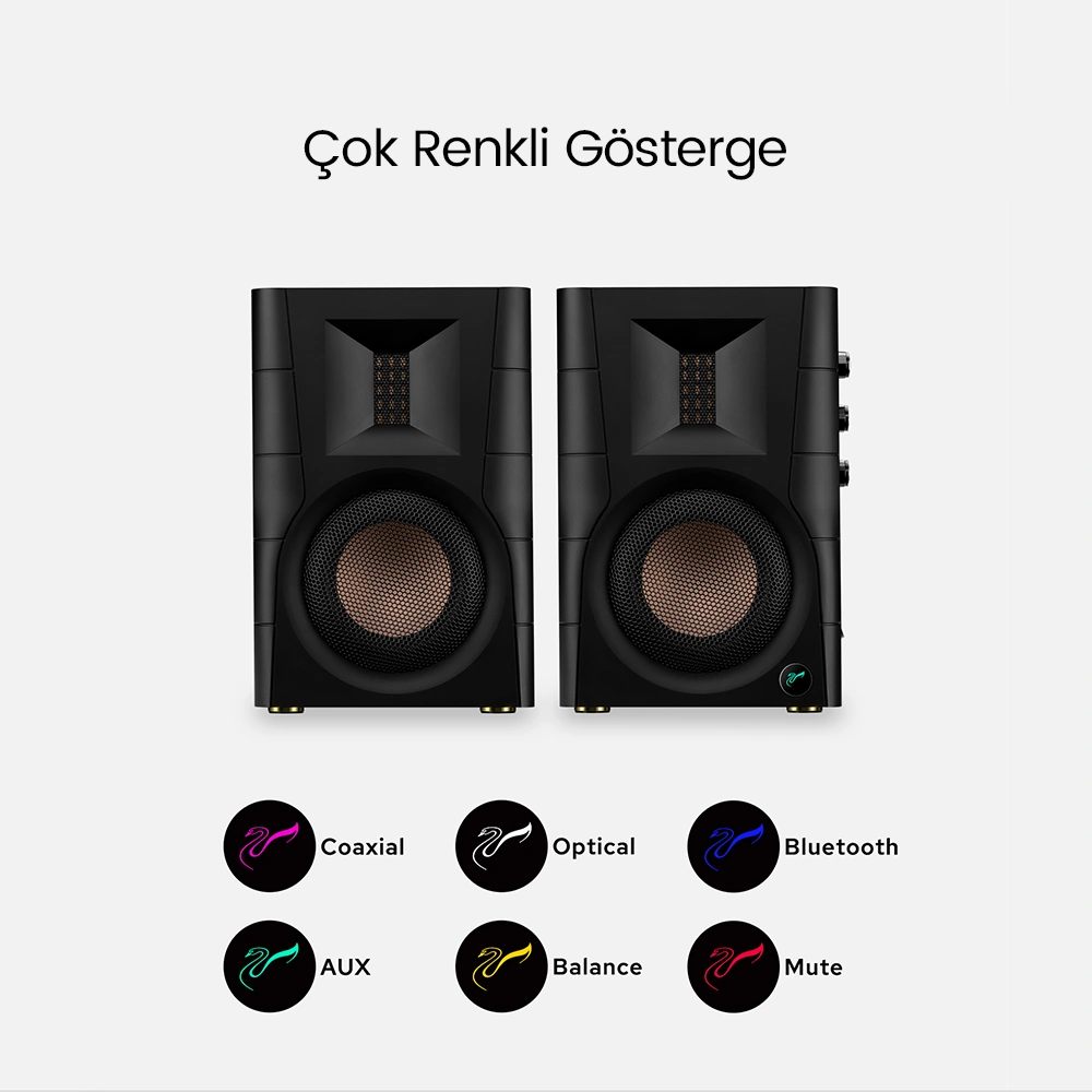 HiVi Swans D200'ün DSP kontrollü STAND ve DESK konumlandırma modları