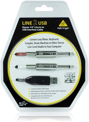 Behringer LINE 2USB Stereo 1/4'' Line In USB Ses Kartı Kablosu - 3