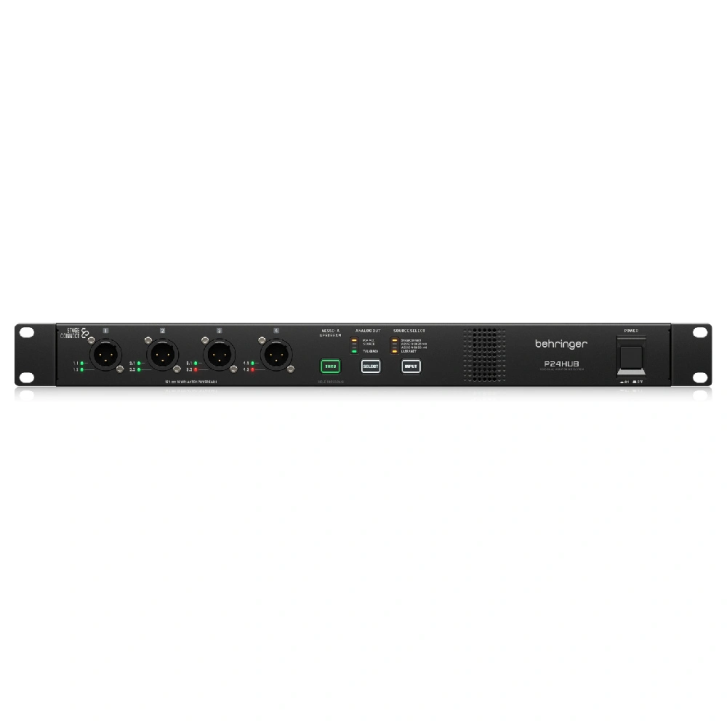 Behringer P24HUB'ın arka panelindeki AES50, Ultranet ve Analog bağlantıları