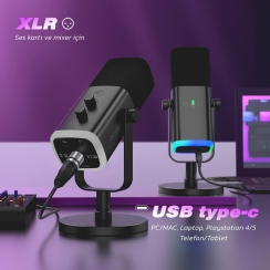 Fifine AM8 Bilgisayar Oyuncu XLR USB RGB Dinamik Yayıncı Mikrofonu - 3