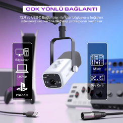 Fifine AM8 Bilgisayar Oyuncu XLR USB RGB Dinamik Yayıncı Mikrofonu - 11