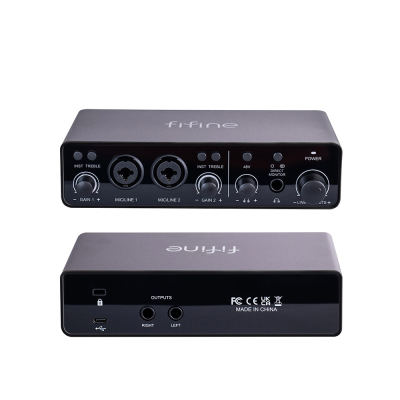 Fifine Ampli 3 USB Stüdyo Ses Kartı 2 Giriş 2 Çıkış 24bit/192kHz Windows/MAC/IOS/Android - 3