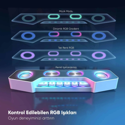Fifine Ampligame A16 Bluetooth Oyuncu Bilgisayar RGB Hoparlör Beyaz - 6