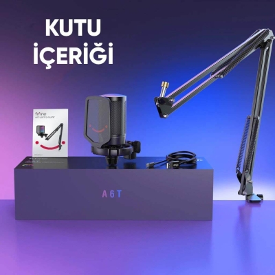 Fifine Ampligame A6T Twitch - Youtuber - Gamer - Tiktok - Yayıncı USB Mikrofon Seti - 7