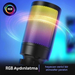 Fifine Ampligame A6V Yayıncı - Oyuncu - Gamer - Podcast - Youtuber RGB USB Mikrofon - 5