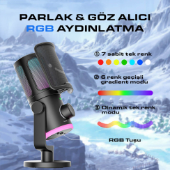 Fifine Ampligame AM6 USB RGB Oyuncu Yayıncı Bilgisayar Mikrofonu - 7