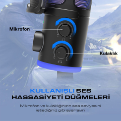 Fifine Ampligame AM6 USB RGB Oyuncu Yayıncı Bilgisayar Mikrofonu - 5