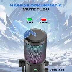 Fifine Ampligame AM6 USB RGB Oyuncu Yayıncı Bilgisayar Mikrofonu - 8