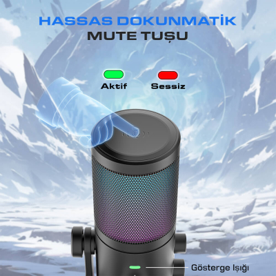 Fifine Ampligame AM6 USB RGB Oyuncu Yayıncı Bilgisayar Mikrofonu - 8