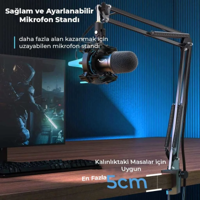 Fifine Amplirocket K651 USB Dinamik Mikrofon - Youtuber - Twitch - Oyuncu - Yayıncı - Bilgisayar Mikrofonu - 5