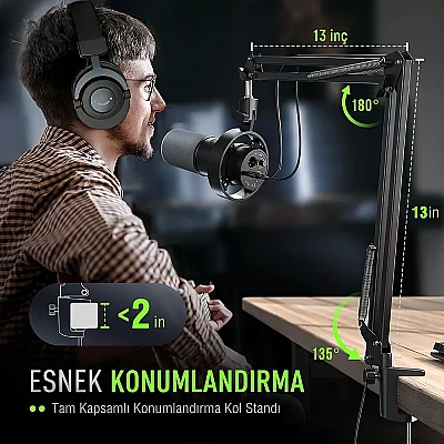 Fifine AmpliTank K688CT USB/XLR Dinamik Yayıncı Mikrofon Seti - 5
