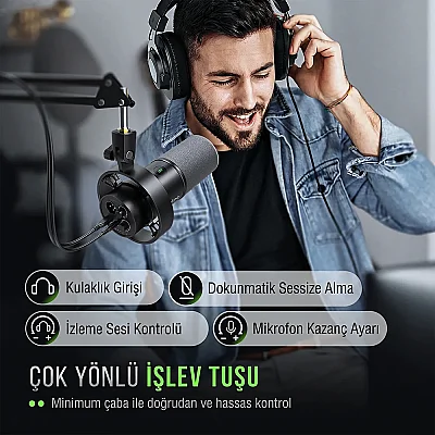 Fifine AmpliTank K688CT USB/XLR Dinamik Yayıncı Mikrofon Seti - 6