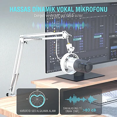 Fifine AmpliTank K688CT USB/XLR Dinamik Yayıncı Mikrofon Seti - 12