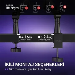 Fifine BM66 PRO RGB Masaüstü Yayıncı Mikrofon Standı Boom Arm - 9