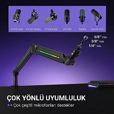Fifine BM66PRO RGB Masaüstü Yayıncı Mikrofon Standı - 5