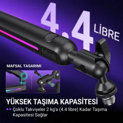 Fifine BM88 PRO Low-Profile RGB Masaüstü Mikrofon Standı - 9