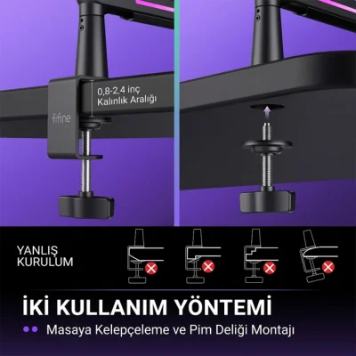Fifine BM88 PRO Low-Profile RGB Masaüstü Mikrofon Standı - 13