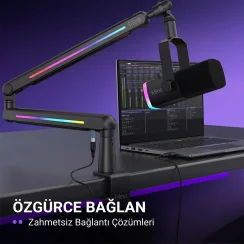 Fifine BM88 PRO Low-Profile RGB Masaüstü Mikrofon Standı - 15