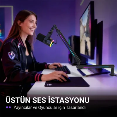Fifine BM88 PRO Low-Profile RGB Masaüstü Mikrofon Standı - 8