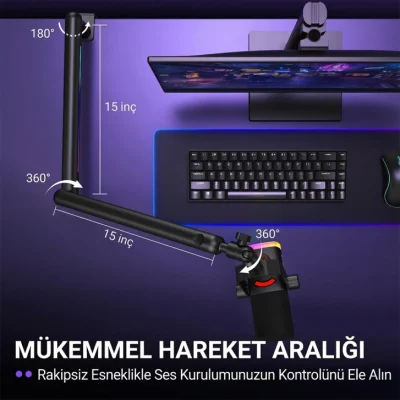 Fifine BM88 PRO Low-Profile RGB Masaüstü Mikrofon Standı - 14