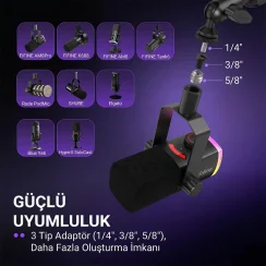 Fifine BM88 PRO Low-Profile RGB Masaüstü Mikrofon Standı - 11