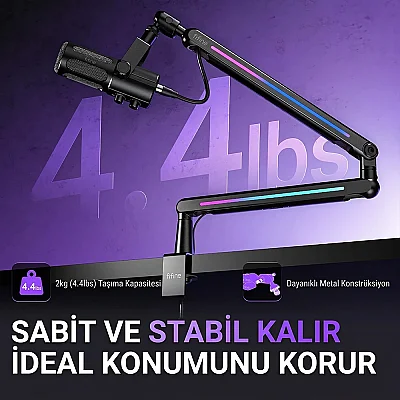 Fifine BM88PRO RGB Low Profile Masaüstü Mikrofon Standı - 8