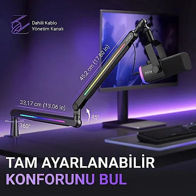 Fifine BM88PRO RGB Low Profile Masaüstü Mikrofon Standı - 9