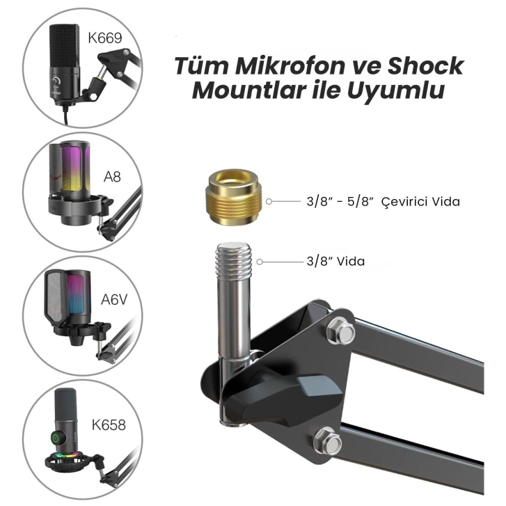 Fifine CS1 Masa Tipi Mikrofon Standı Sehpası Ayağı