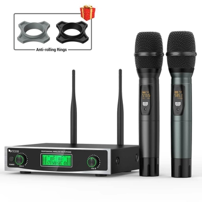 Fifine K040 Çift El Tipi Telsiz Kablosuz Karaoke Sahne Mikrofon Seti - 1
