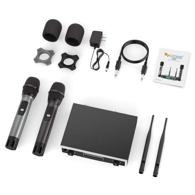 Fifine K040 Çift El Tipi Telsiz Kablosuz Karaoke Sahne Mikrofon Seti - 3