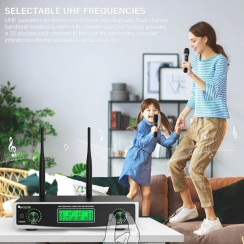Fifine K040 Çift El Tipi Telsiz Kablosuz Karaoke Sahne Mikrofon Seti - 5