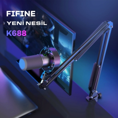 Fifine K688 USB - XLR Dinamik Yayıncı Youtuber Bilgisayar Oyuncu Stüdyo Mikrofonu - 3