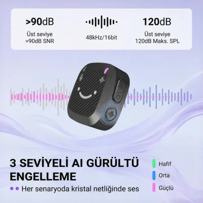 Fifine M12 USB-C Şarj Kutulu Kablosuz Yaka Mikrofonu Sistemi - 9