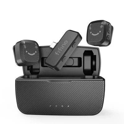 Fifine M12 USB-C Şarj Kutulu Kablosuz Yaka Mikrofonu Sistemi - 1