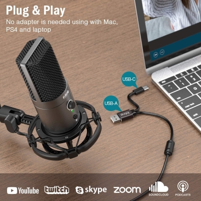 Fifine T683 USB Condenser Mikrofon Kayıt Seti - Yayıncı - Youtuber - Canlı Yayın - Podcast Mikrofon Kayıt Paketi - 3