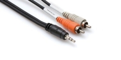 Hosa 3.5 mm. TRS (M) <-> Dual RCA (M) Stereo Breakout kablo, 3 Mt. - Hosa