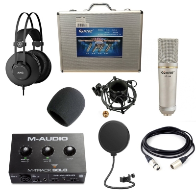 HTDZ Condenser Mikrofon + M-Audio Ses Kartı + AKG Kulaklık Stüdyo Paketi - 1