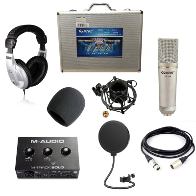HTDZ Condenser Mikrofon + M-Audio Ses Kartı + Behringer Kulaklık Stüdyo Paketi - 1