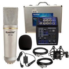HTDZ Condenser Mikrofon + Wharfedale Connect 502 USB Mikser Stüdyo Paketi - HTDZ