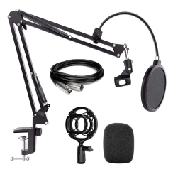 König Akrobat Sehpa + 2 Mt. Kablo + Sünger + Pop Filtre + Shock Mount Set - König