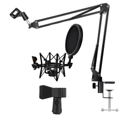 König Akrobat Sehpa + Pop Filtreli Shock Mount Set - König