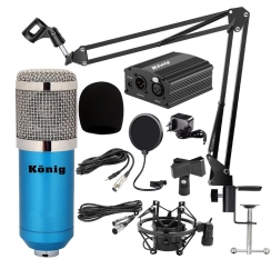 König BM800 Kondenser Mikrofon + Phantom + Stand + Filtre + Shock Mount Stüdyo Kayıt Paketi - 1