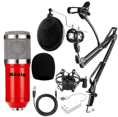 König BM800 Mikrofon + 7.1 En İyi Kalite Ses Kartı + Pop Filtreli Sehpa - Yayıncı Paketi - 1