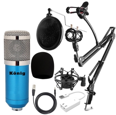König BM800 Mikrofon + 7.1 En İyi Kalite Ses Kartı + Pop Filtreli Sehpa - Yayıncı Paketi - 2
