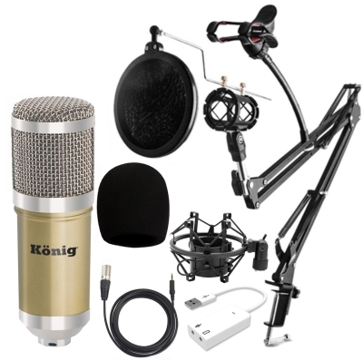 König BM800 Mikrofon + 7.1 En İyi Kalite Ses Kartı + Pop Filtreli Sehpa - Yayıncı Paketi - 3