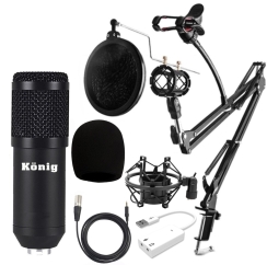 König BM800 Mikrofon + 7.1 En İyi Kalite Ses Kartı + Pop Filtreli Sehpa - Yayıncı Paketi - 4