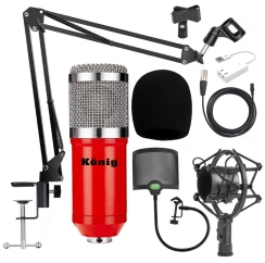 König BM800 Mikrofon + 7.1 Ses Kartı + Metal Filtre + Stand + Shock Mount Stüdyo Paketi - 1