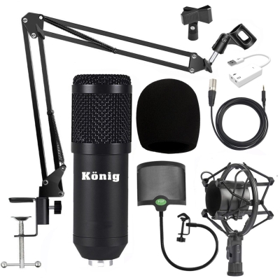 König BM800 Mikrofon + 7.1 Ses Kartı + Metal Filtre + Stand + Shock Mount Stüdyo Paketi - 4