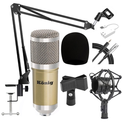 König BM800 Mikrofon + 7.1 Ses Kartı + Stand + Shockmount + Sünger + Kablo Kayıt Paketi - 2